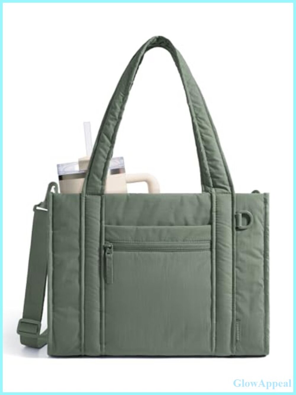 Quilted Puffy Tote Bag Crossbody Work Bag with Zipper